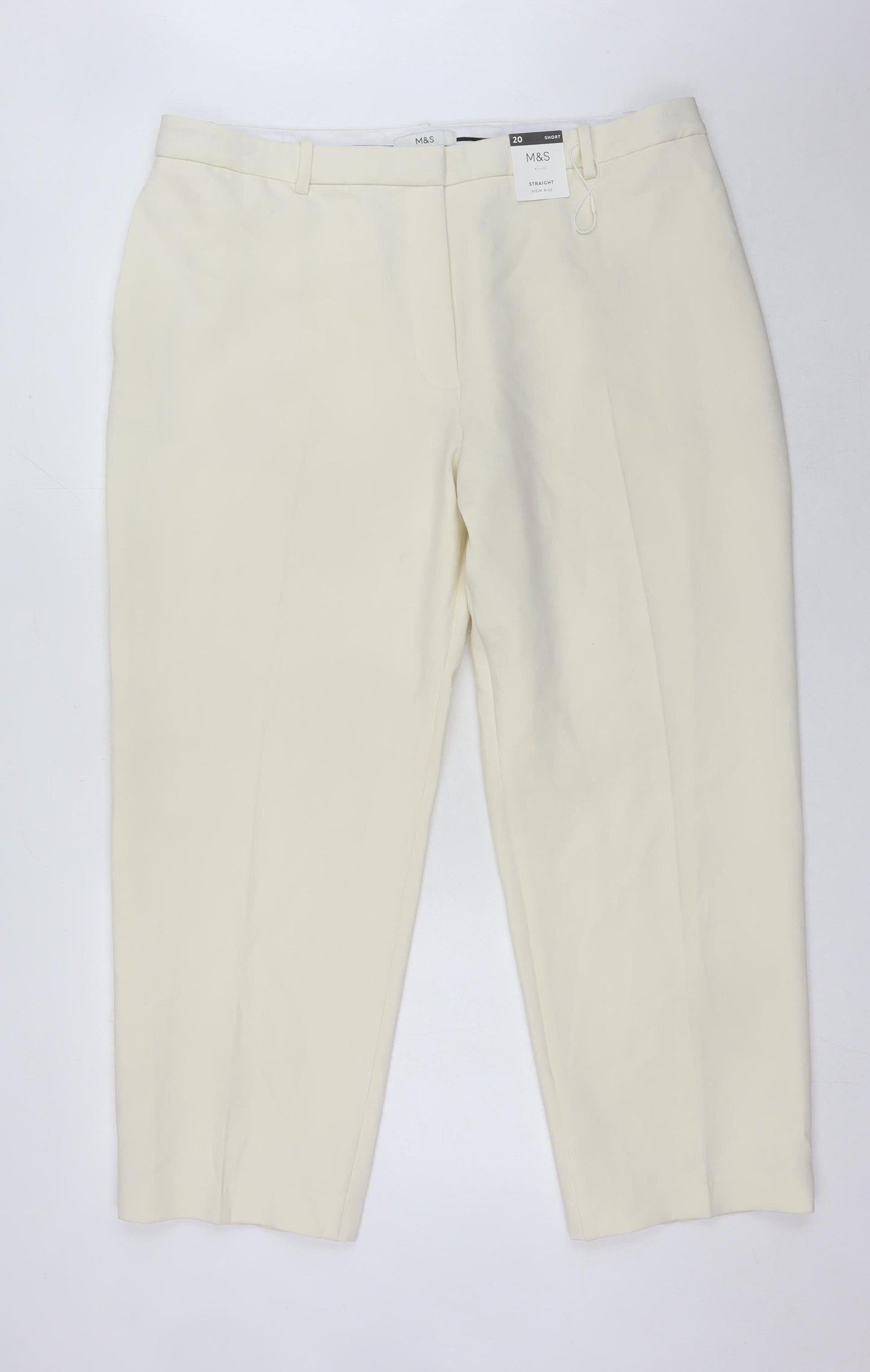 Womens UK Size 20 Marks and Spencer Regular Fit  Ivory Trousers