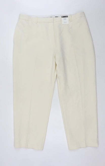 Womens UK Size 20 Marks and Spencer Regular Fit  Ivory Trousers