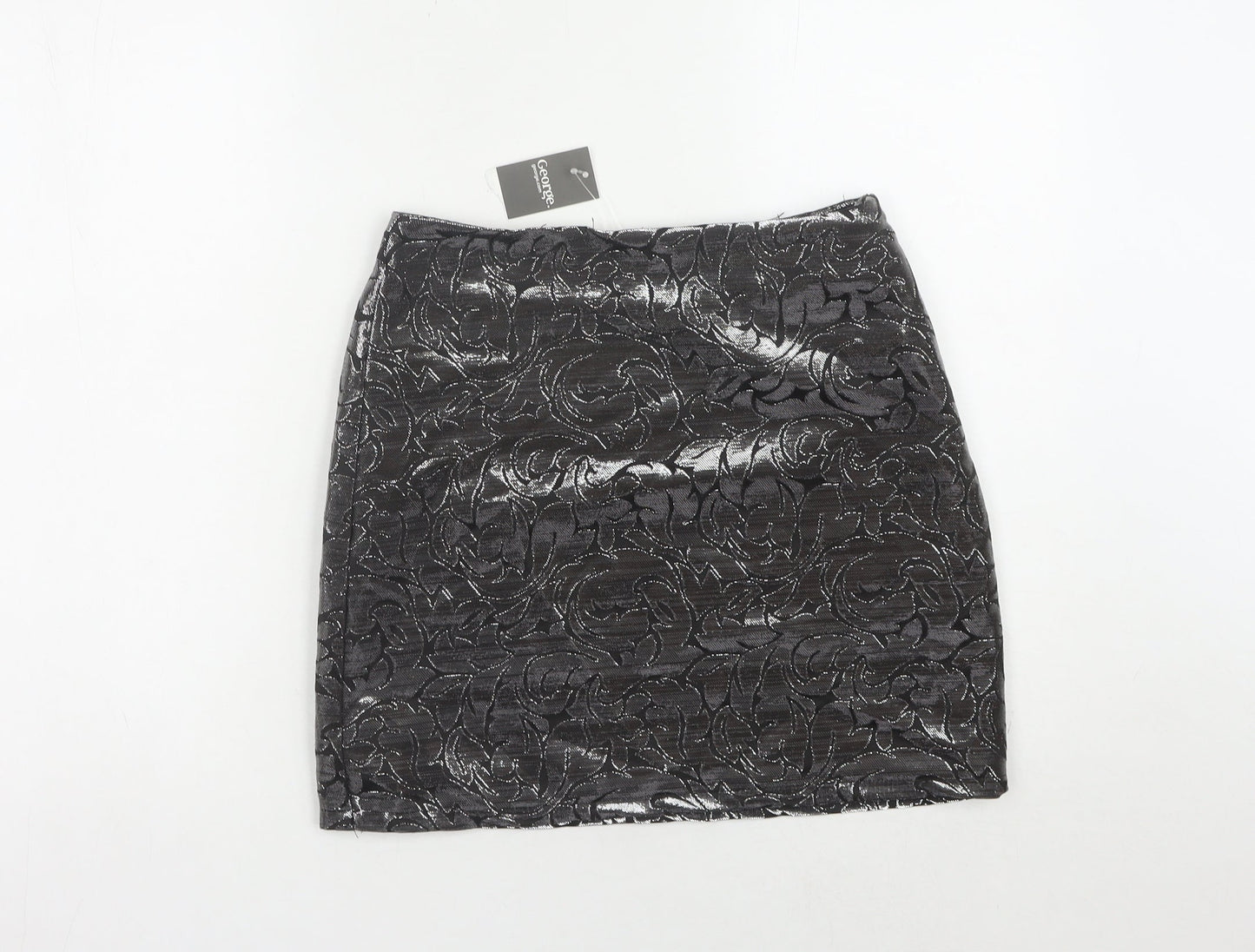 George Women's Black Floral Glitter Pencil Skirt, Size 8