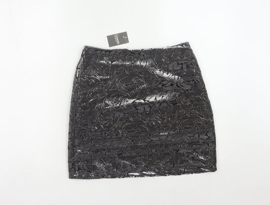 George Women's Black Floral Glitter Pencil Skirt, Size 8