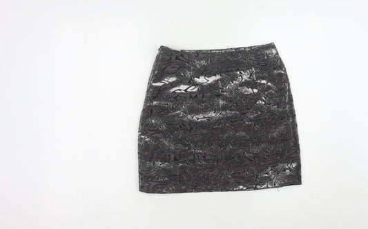 George Women's Black Floral Glitter Pencil Skirt, Size 8