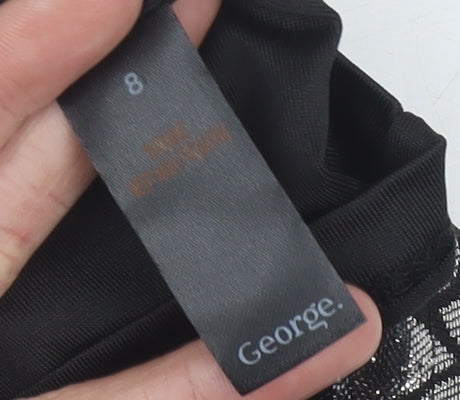 George Women's Black Floral Glitter Pencil Skirt, Size 8