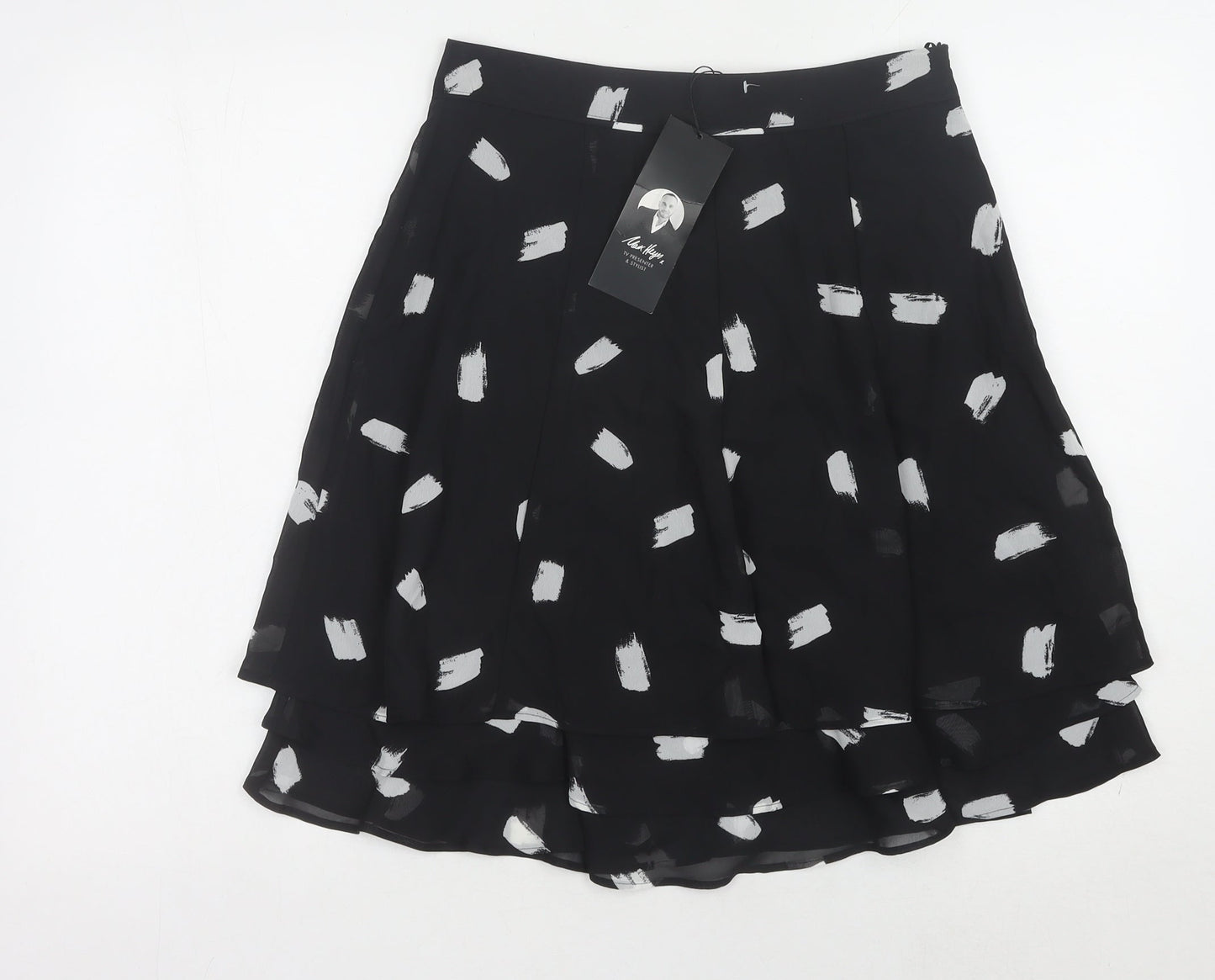Edit Women's Black A-Line Knee Length Geometric Skirt