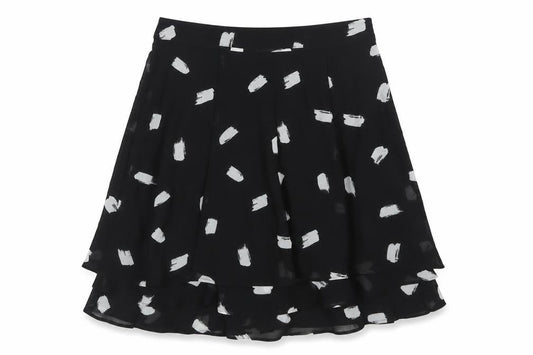 Edit Women's Black A-Line Knee Length Geometric Skirt
