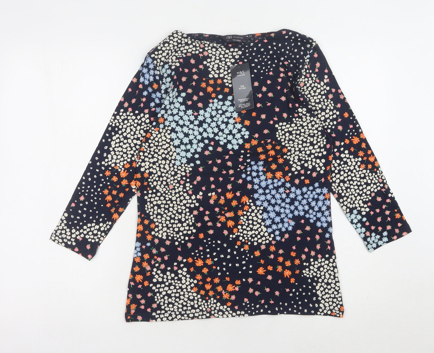 Womens UK Size 12 Marks and Spencer Multicoloured Basic T-Shirt