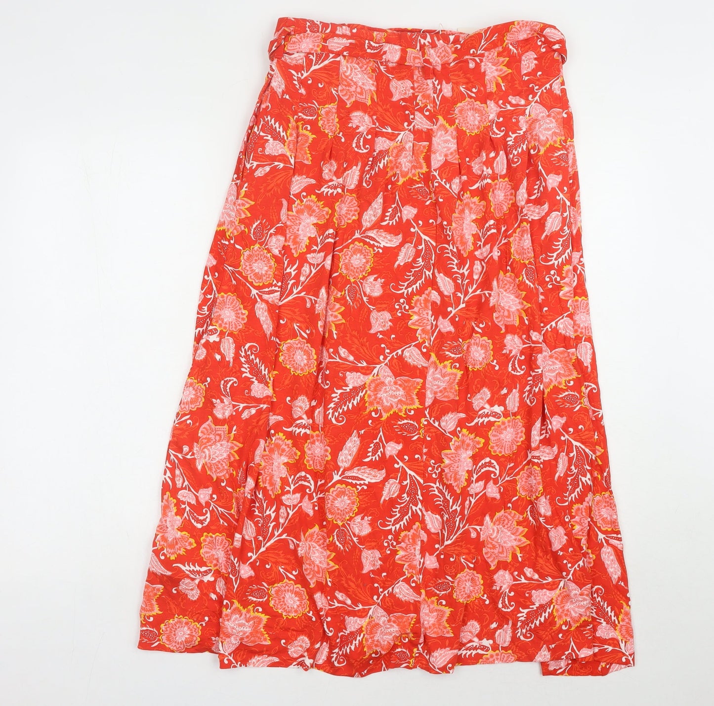 Marks and Spencer Red Floral Pleated Women's Skirt Size 12