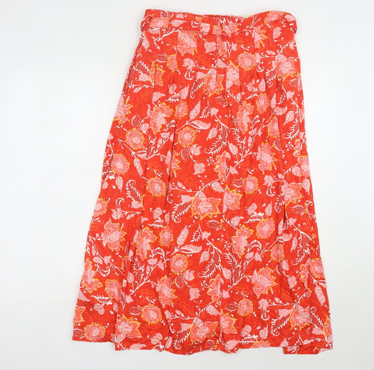 Marks and Spencer Red Floral Pleated Women's Skirt Size 12
