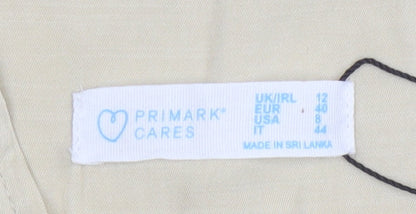 Primark Beige Women's V-Neck Long Sleeve Dress