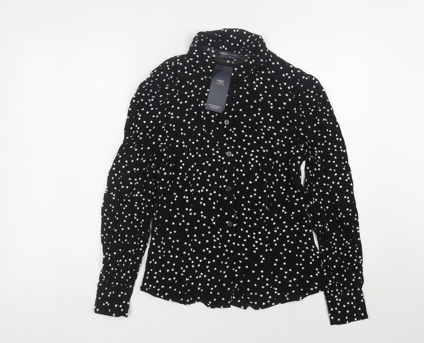Womens UK Size 10 Marks and Spencer Black Basic Button-Up