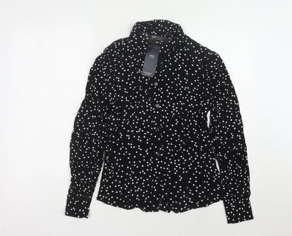 Womens UK Size 10 Marks and Spencer Black Basic Button-Up