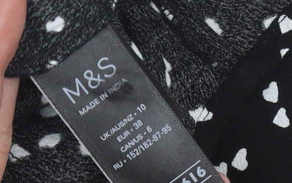 Womens UK Size 10 Marks and Spencer Black Basic Button-Up