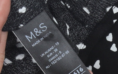 Womens UK Size 10 Marks and Spencer Black Basic Button-Up