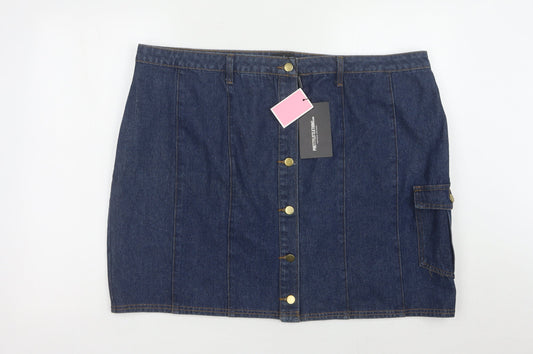 PrettyLittleThing Women's Blue Denim Skirt Size 24