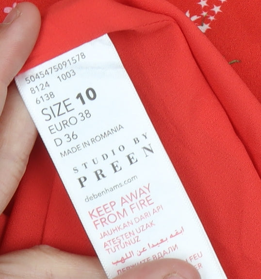 Studio by Preen Women's Red Floral Dress, Size 10