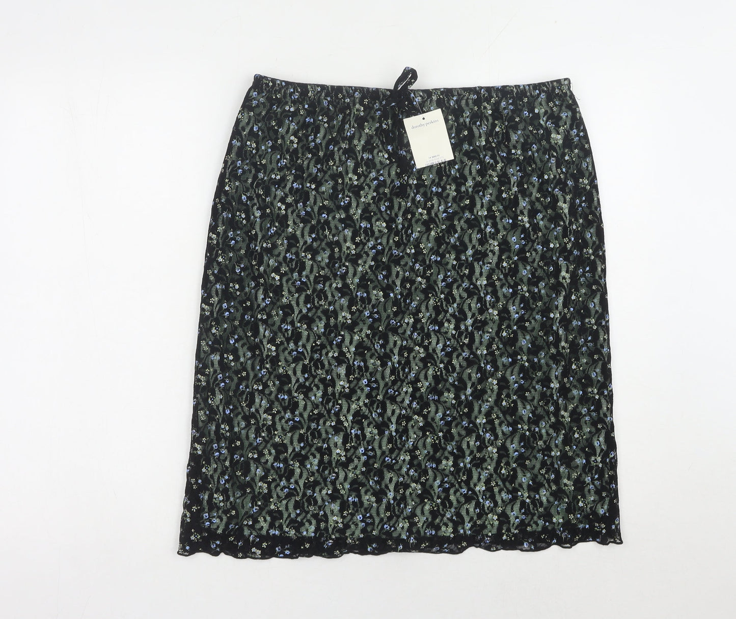 Dorothy Perkins Women's Black Floral Pencil Skirt, Size 16