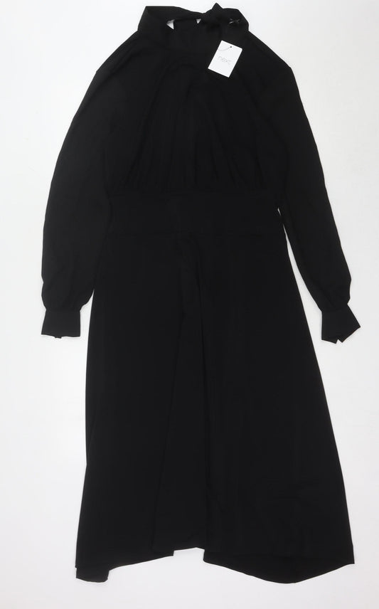 Next Women's Black Dress, Size 8, Long Sleeve, High Neck