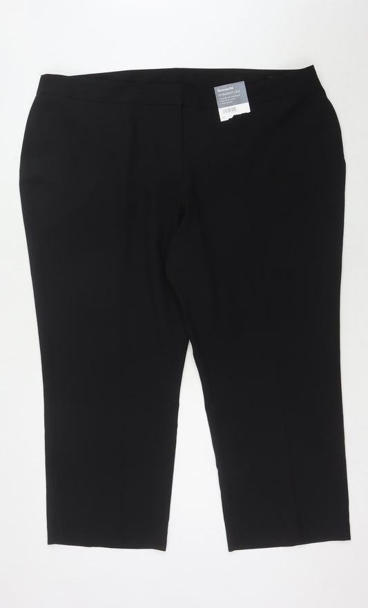 Bonmarché Women's Black Straight Leg Trousers Size 22