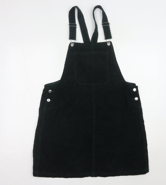 F&F Women's Black Corduroy Pinafore Dress Size 14