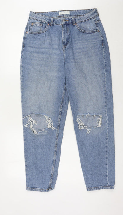 Denim Co. Women's Blue Distressed Mom Jeans Size 12