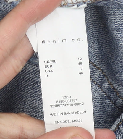 Denim Co. Women's Blue Distressed Mom Jeans Size 12