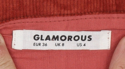 Glamorous Red Corduroy Sleeveless Dress, Size 8