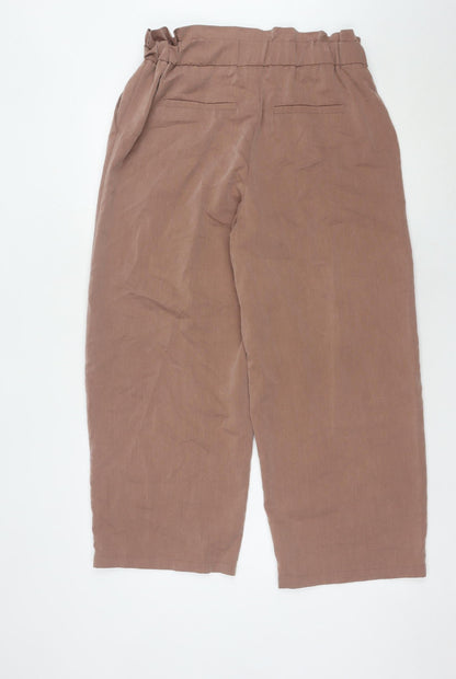 Womens UK Size M Noisy may Relaxed Fit Paperbag Brown Trousers