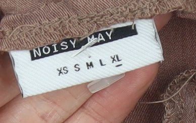 Womens UK Size M Noisy may Relaxed Fit Paperbag Brown Trousers
