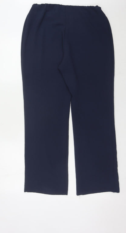 Bassini Women's Blue Trousers Size 12, Elastic Waist Comfort