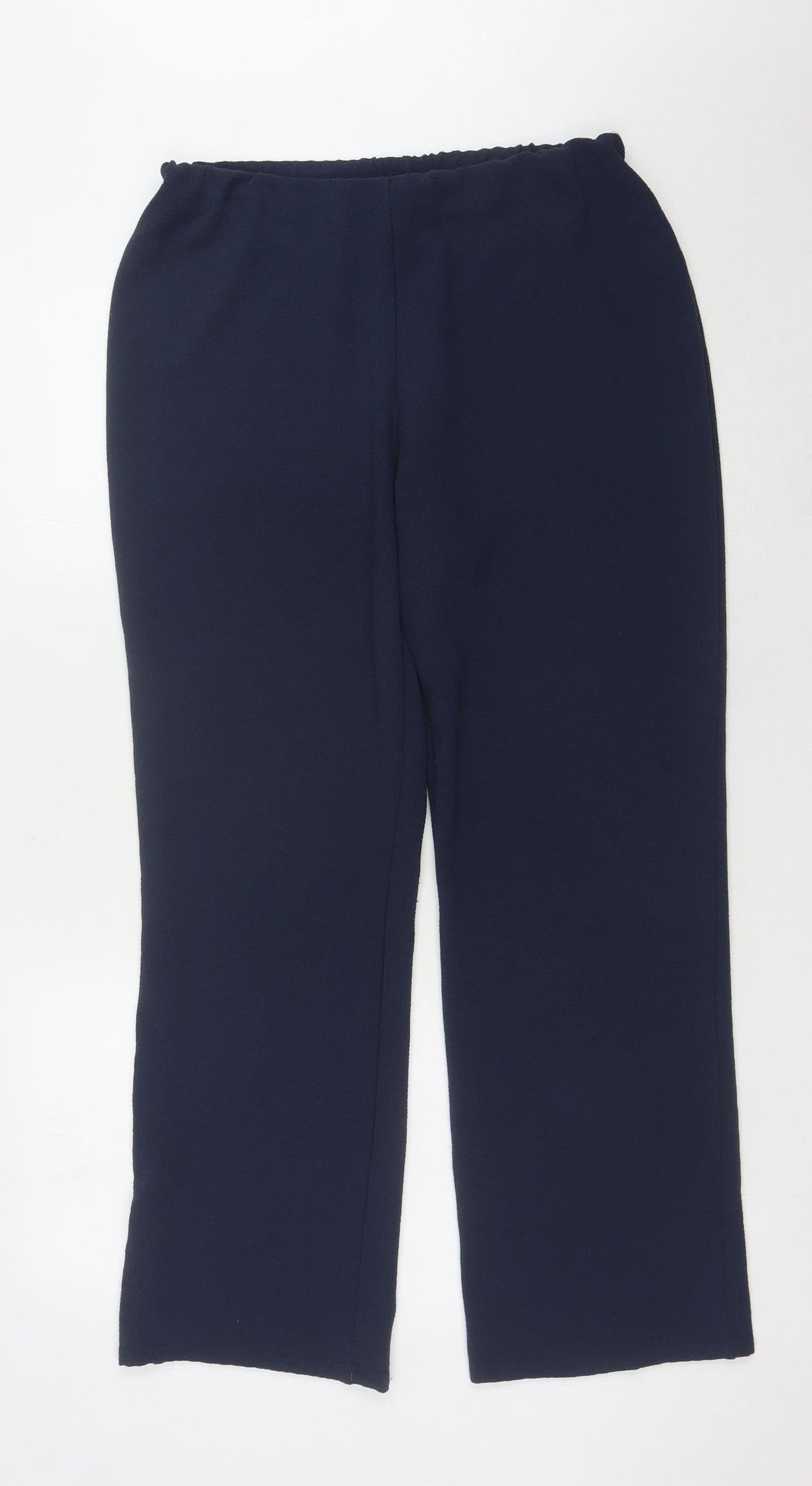 Bassini Women's Blue Trousers Size 12, Elastic Waist Comfort