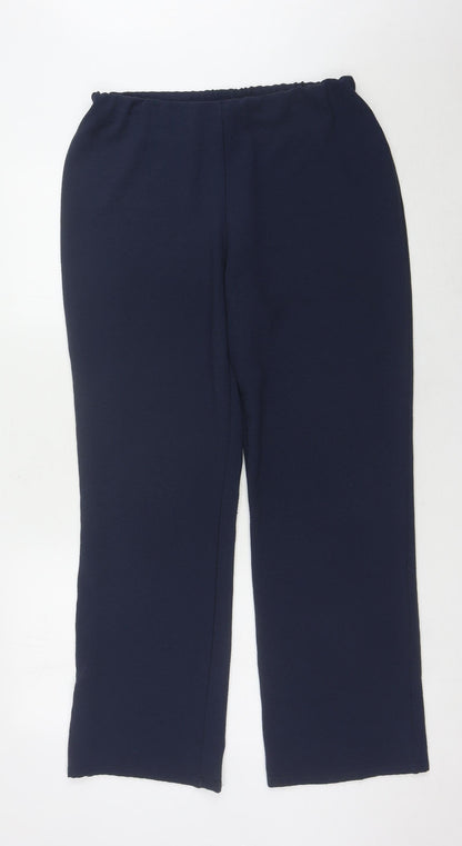 Bassini Women's Blue Trousers Size 12, Elastic Waist Comfort