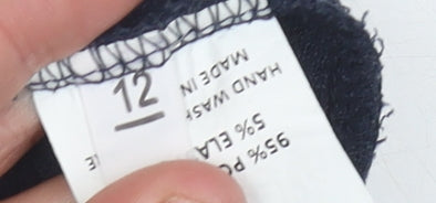 Bassini Women's Blue Trousers Size 12, Elastic Waist Comfort