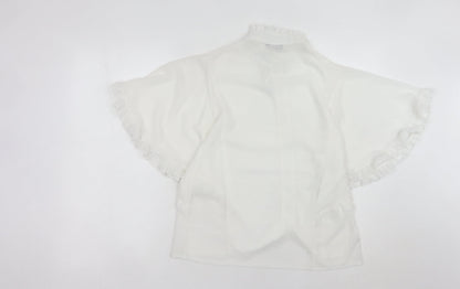 Boohoo Women's White Blouse Size 8 Ruffle Accents