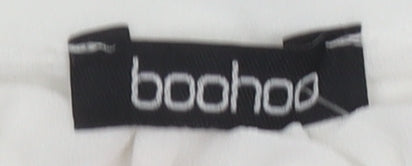 Boohoo Women's White Blouse Size 8 Ruffle Accents