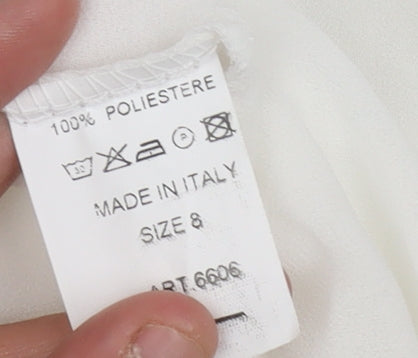 Boohoo Women's White Blouse Size 8 Ruffle Accents