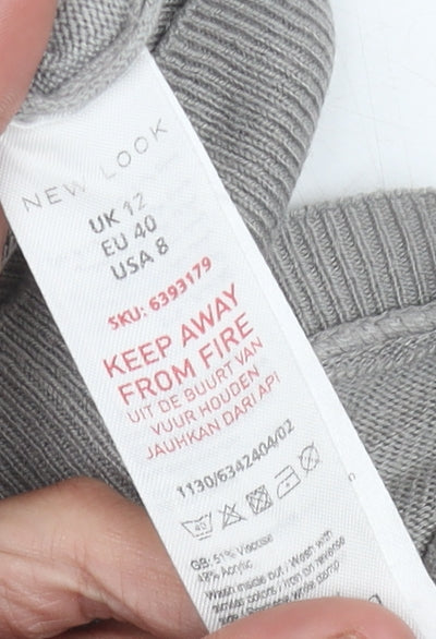 Womens UK Size 12 New Look Grey Pullover Jumper