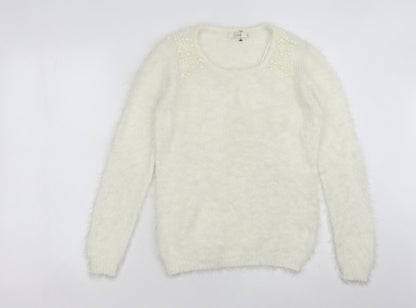 Womens UK Size 12 Onfire Ivory Pullover Jumper