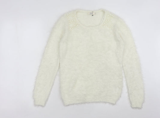 Womens UK Size 12 Onfire Ivory Pullover Jumper