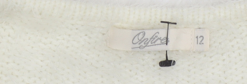 Womens UK Size 12 Onfire Ivory Pullover Jumper