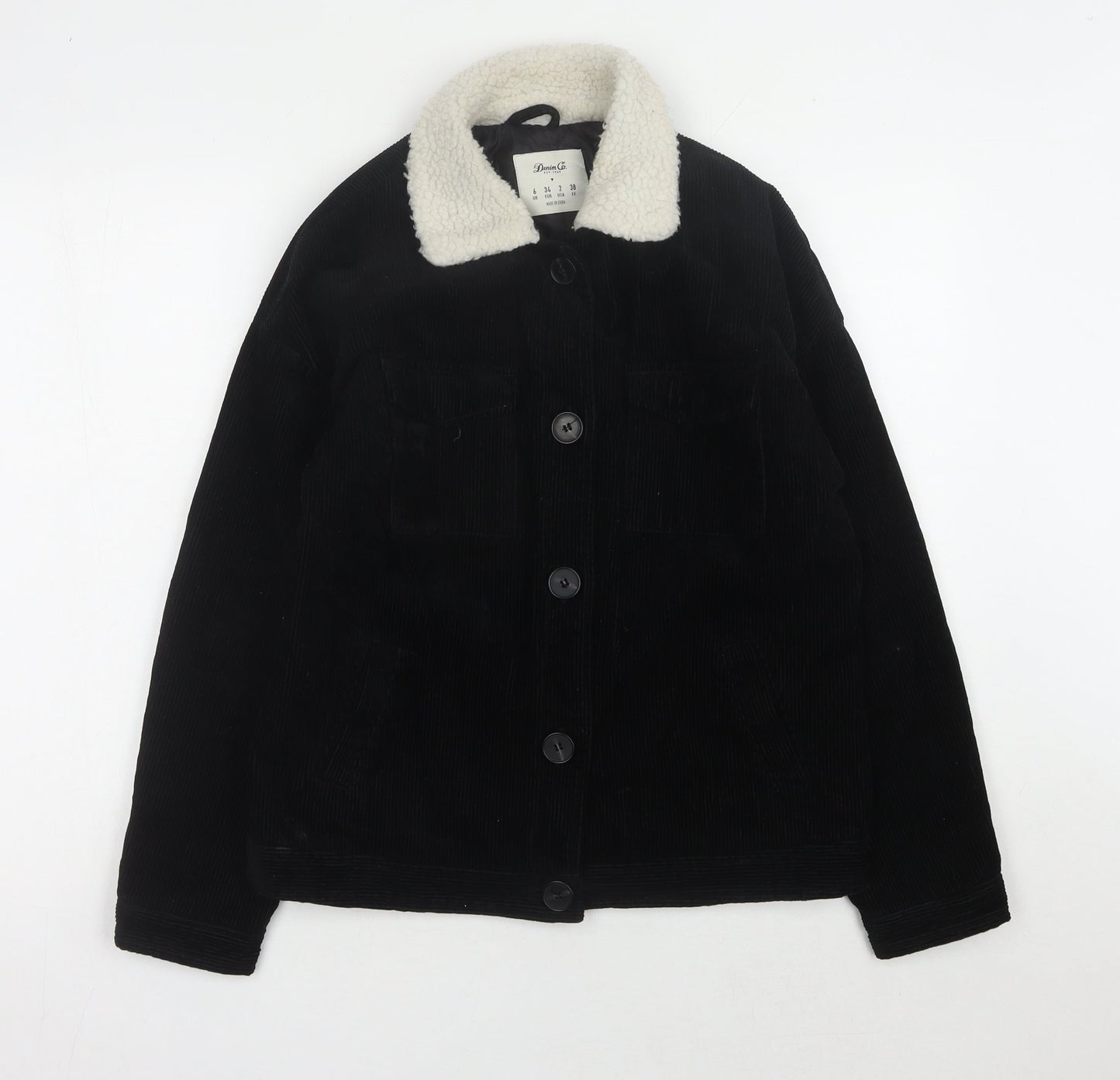 Denim Co. Women's Black Corduroy Jacket Size 6