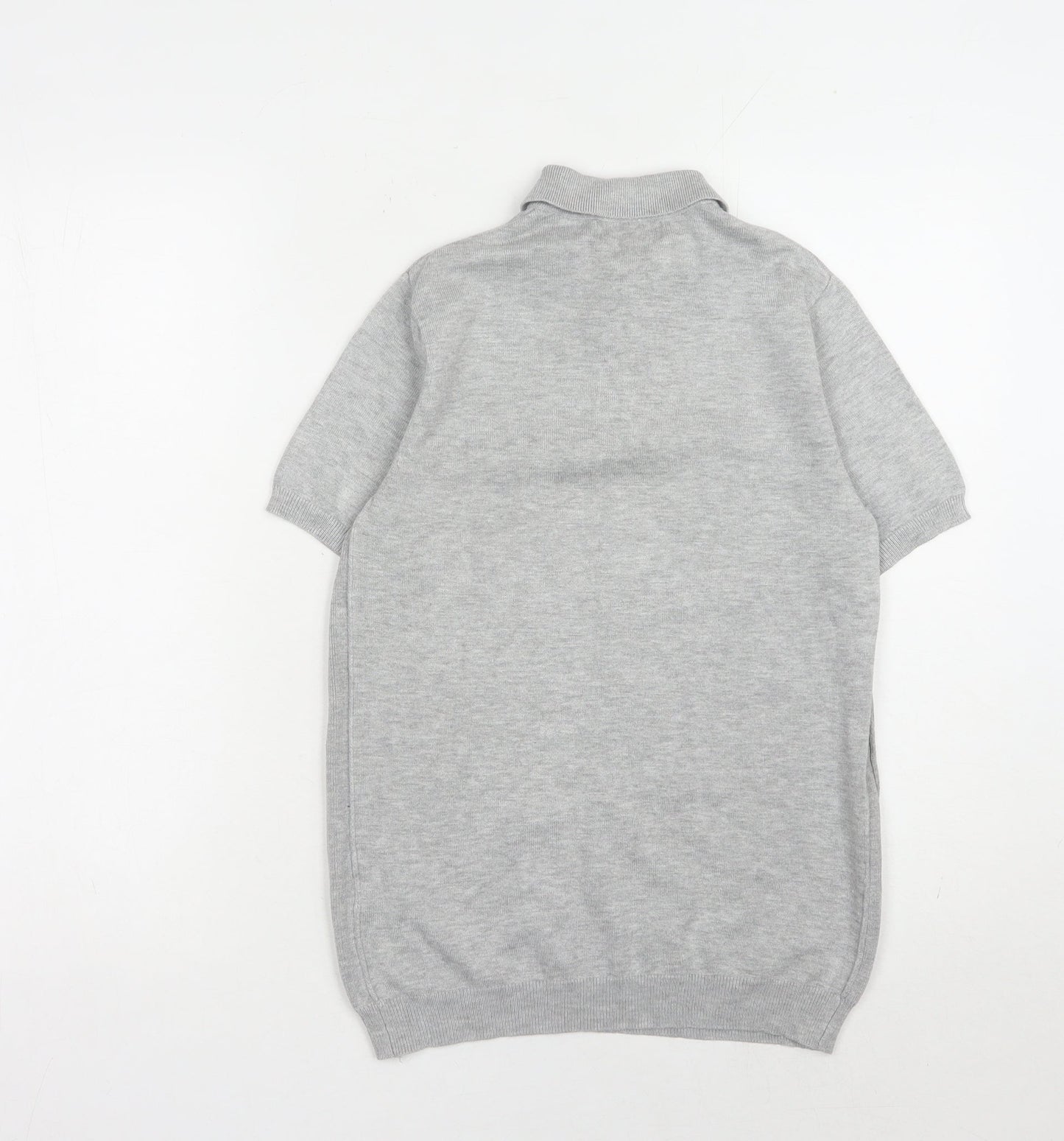 River Island Men's Grey Short Sleeve Polo XS