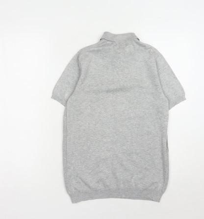 River Island Men's Grey Short Sleeve Polo XS