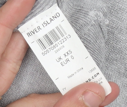 River Island Men's Grey Short Sleeve Polo XS