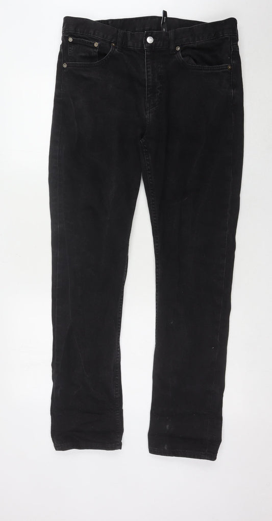 Weekday Men's Black Straight Jeans, Size 32, Regular Fit