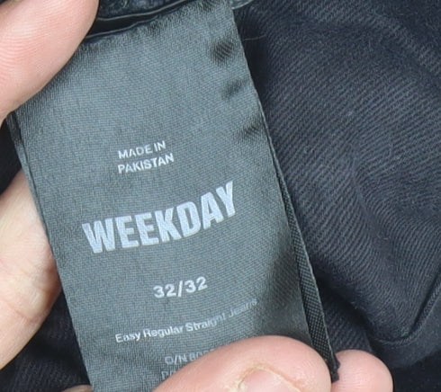 Weekday Men's Black Straight Jeans, Size 32, Regular Fit