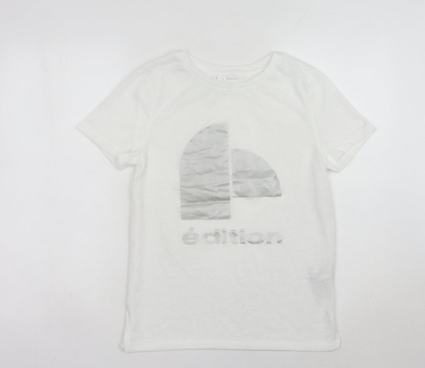 Womens UK Size 8 River Island White Basic T-Shirt