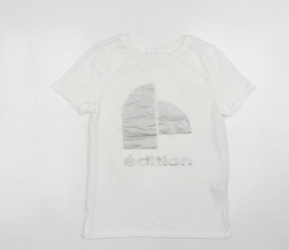 Womens UK Size 8 River Island White Basic T-Shirt