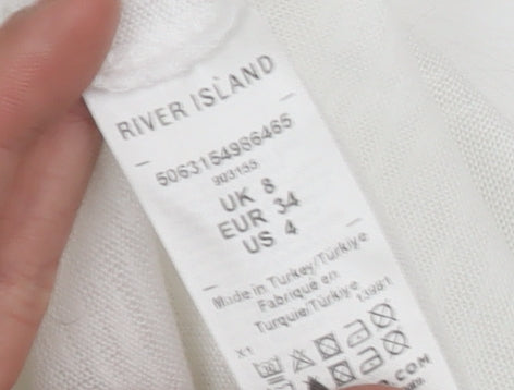 Womens UK Size 8 River Island White Basic T-Shirt