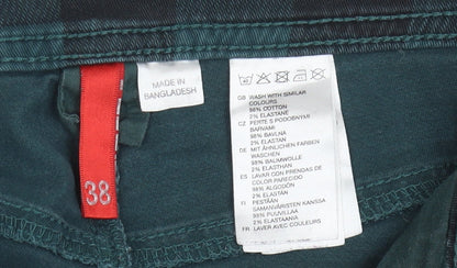 H&M Women's Green Check Denim Skirt Size 10