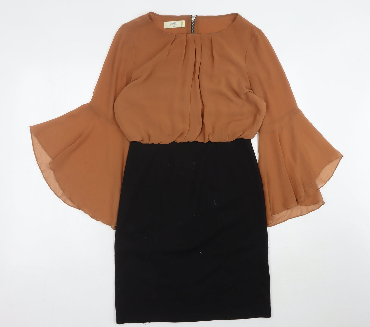 Wallis Petite Sheath Dress, Size 10, Brown/Black
