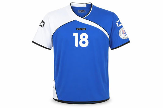 Front view of Stanno Men's Blue Football Jersey M - Comfortable Activewear
